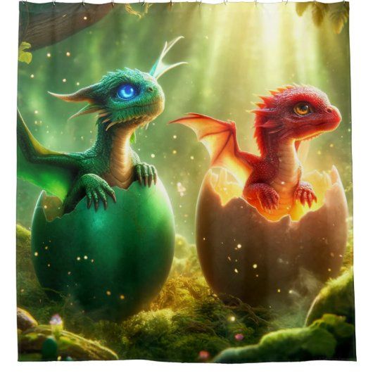 Dragon Babies Douchegordijn (Voorkant)