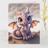 DRAGON BABY BIRTHDAY PINK Wenskaart Kaart (Gele Bloem)