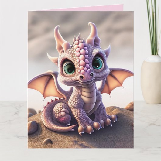 DRAGON BABY BIRTHDAY PINK Wenskaart Kaart (Voorkant)