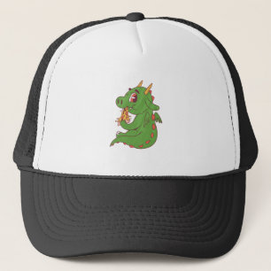 Dragon Baby Eating Yummy Pizza Slice Design Trucker Pet