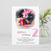 *~* Dragon Baby Foto leeftijd 2 AP88 Verjaardagsfe Kaart (Staand voorkant)