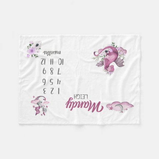 Dragon Baby Meisje Milestone Blanket Dragon Pasgeb Fleece Deken (Voorkant (Horizontaal))
