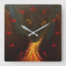 Dragon baby met Fire Square Wall Clock met wijzerp Vierkante Klok