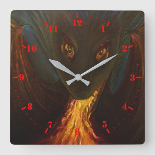 Dragon baby met Fire Square Wall Clock met wijzerp Vierkante Klok (Voorkant)