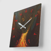 Dragon baby met Fire Square Wall Clock met wijzerp Vierkante Klok (Hoek)