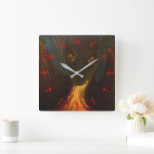Dragon baby met Fire Square Wall Clock met wijzerp Vierkante Klok (Huis)