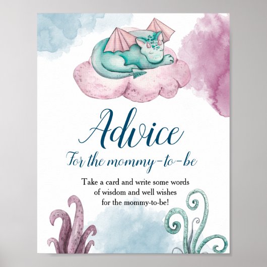 Dragon Baby shower Advice for the-Mama-To-Be Poster (Voorkant)