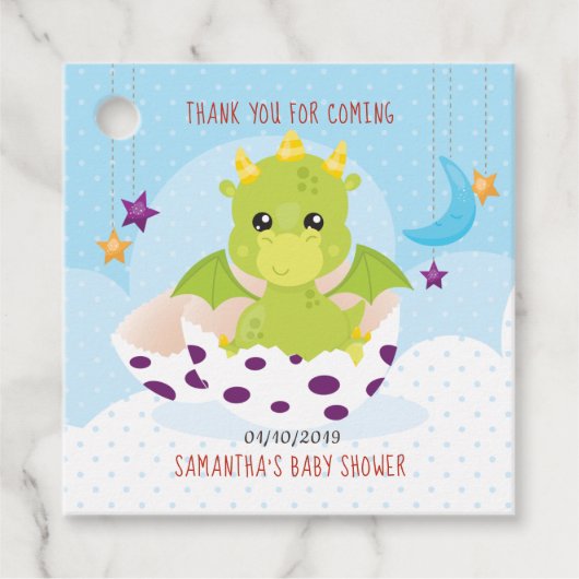 Dragon Baby shower Bedankjes Labels (Voorkant)