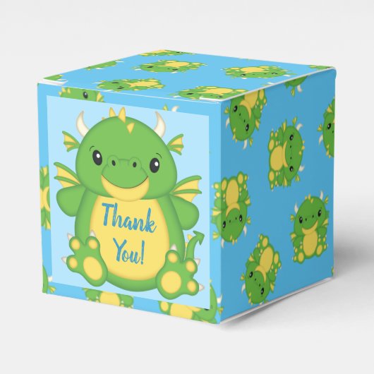 Dragon Baby shower Blue Bedankdoosjes (Voorkant Zijde)