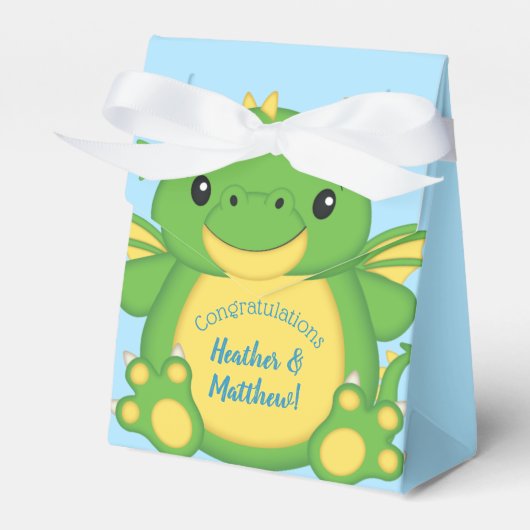 Dragon Baby shower Blue Bedankdoosjes (Voorkant Zijde)