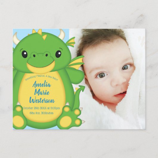 Dragon Baby shower Blue Briefkaart (Voorkant)