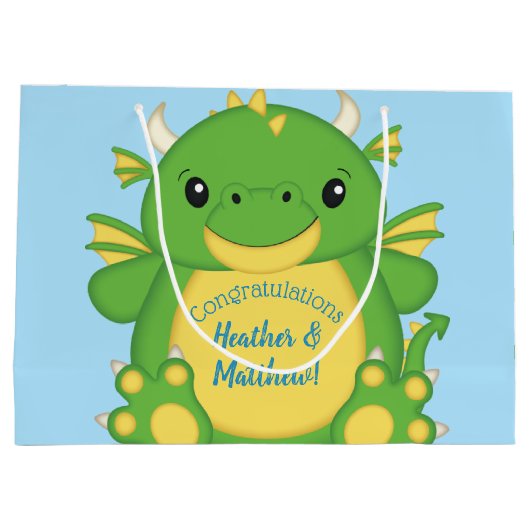 Dragon Baby shower Blue Groot Cadeauzakje (Achterkant)