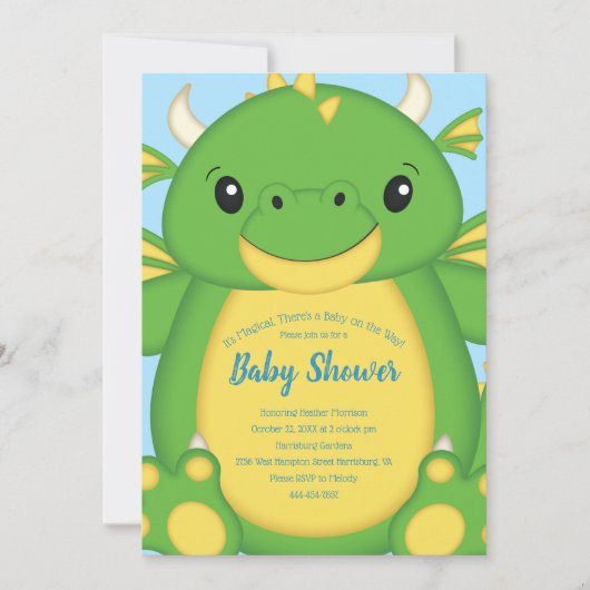 Dragon Baby shower Blue Kaart (Voorkant)