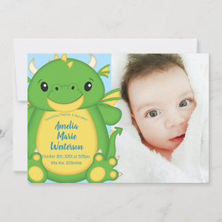 Dragon Baby shower Blue Kaart