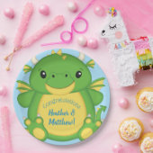 Dragon Baby shower Blue Papieren Bordje (Feest)
