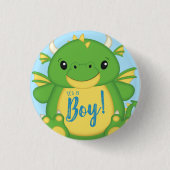 Dragon Baby shower Blue Ronde Button 3,2 Cm (Voorkant)