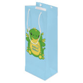 Dragon Baby shower Blue Wijn Cadeautas (Achterkant Gekanteld)