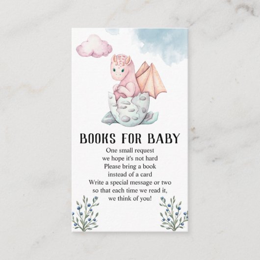 Dragon Baby shower Books for Baby Informatiekaartje (Voorkant)