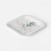 Dragon Baby Shower Boy Blue Cute Dragon Papieren Bordje (Gebogen)