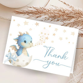 Dragon Baby Shower Boy Blue Folded Thank You Card Bedankkaart