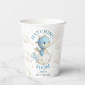 Dragon Baby Shower Boy Blue Hatching Soon  Papieren Bekers (Achterkant)