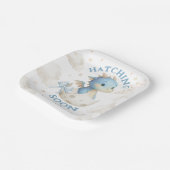 Dragon Baby Shower Boy Blue Hatching Soon Papieren Bordje (Gebogen)