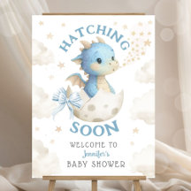 Dragon Baby Shower Boy Hatching Soon Welcome Sign