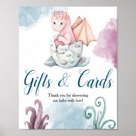 Dragon Baby shower Cadeaus en Kaarten Poster weerg