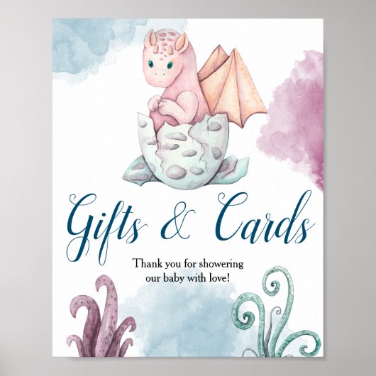 Dragon Baby shower Cadeaus en Kaarten Poster weerg (Voorkant)