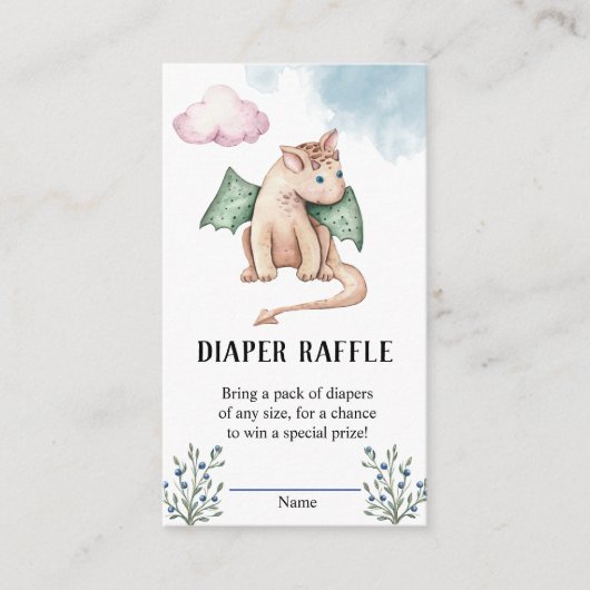 Dragon Baby shower Diaper Raffle Informatiekaartje (Voorkant)