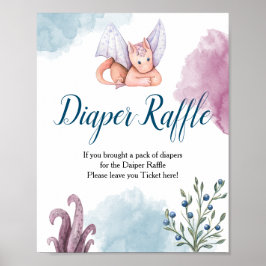 Dragon Baby shower Diaper Raffle Poster