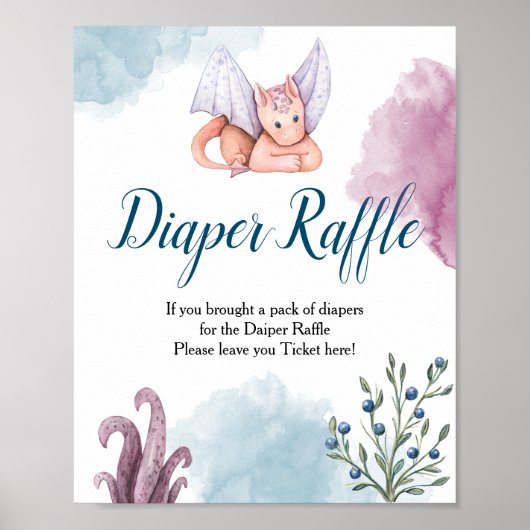 Dragon Baby shower Diaper Raffle Poster (Voorkant)