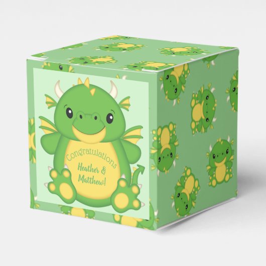 Dragon Baby shower Green Bedankdoosjes (Voorkant Zijde)
