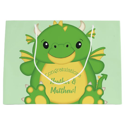 Dragon Baby shower Green Groot Cadeauzakje (Voorkant)