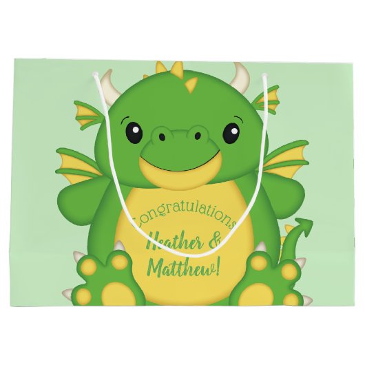 Dragon Baby shower Green Groot Cadeauzakje (Achterkant)