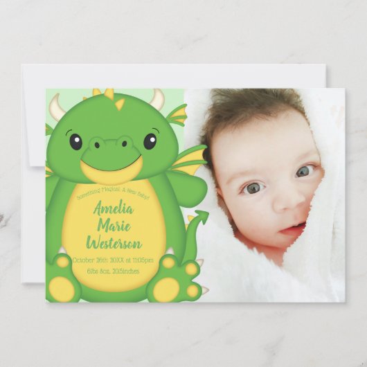 Dragon Baby shower Green Kaart (Voorkant)