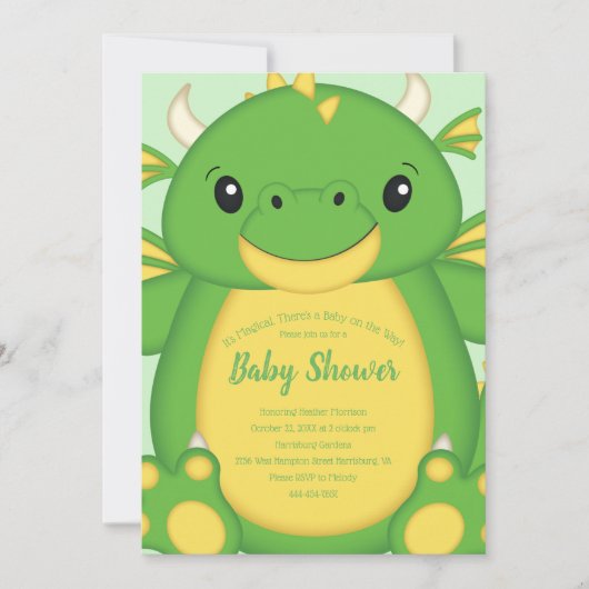 Dragon Baby shower Green Kaart (Voorkant)