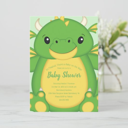 Dragon Baby shower Green Kaart (Staand voorkant)