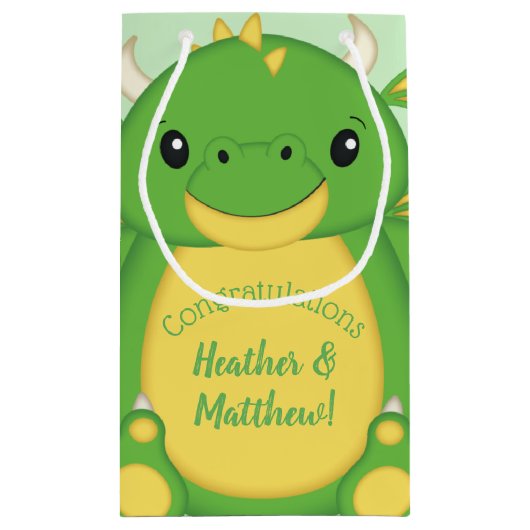 Dragon Baby shower Green Klein Cadeauzakje (Achterkant)