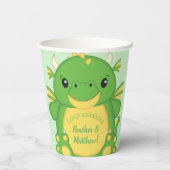 Dragon Baby shower Green Papieren Bekers (Achterkant)