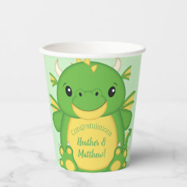 Dragon Baby shower Green Papieren Bekers