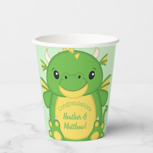 Dragon Baby shower Green Papieren Bekers (Voorkant)