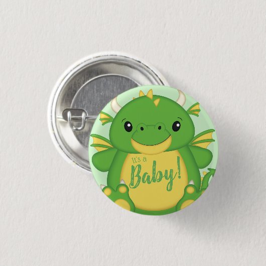 Dragon Baby shower Green Ronde Button 3,2 Cm (Voorkant /achterkant)