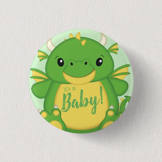 Dragon Baby shower Green Ronde Button 3,2 Cm (Voorkant)