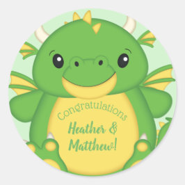 Dragon Baby shower Green Ronde Sticker