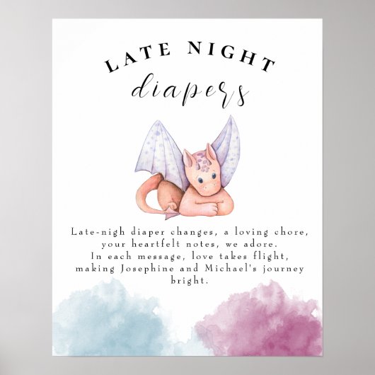 Dragon Baby shower Late Night Luiers Poster (Voorkant)