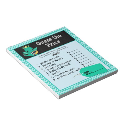 Dragon Baby shower raad de prijs-rechtergame 40pg Notitieblok (Schuin)