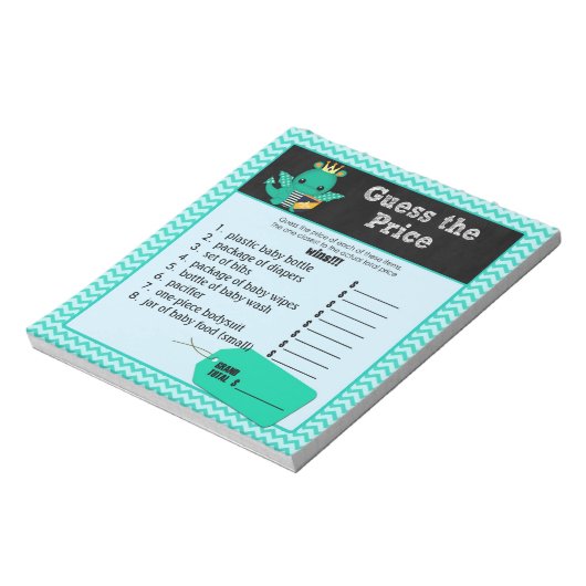 Dragon Baby shower raad de prijs-rechtergame 40pg Notitieblok (Linkerzijde)