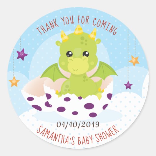 Dragon Baby shower Ronde Sticker (Voorkant)