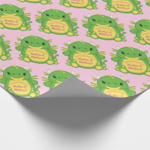 Dragon Baby shower Roze Cadeaupapier